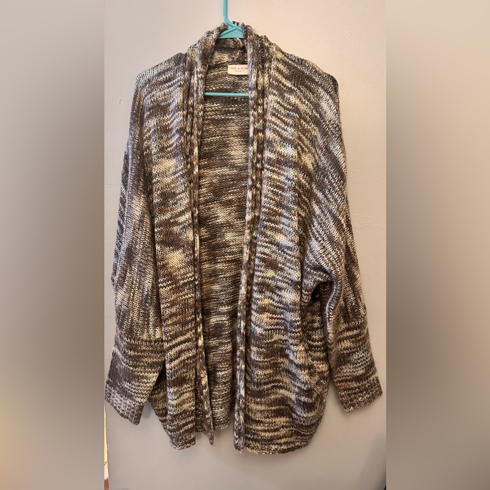 Elegant Brown Knit Women's Cardigan